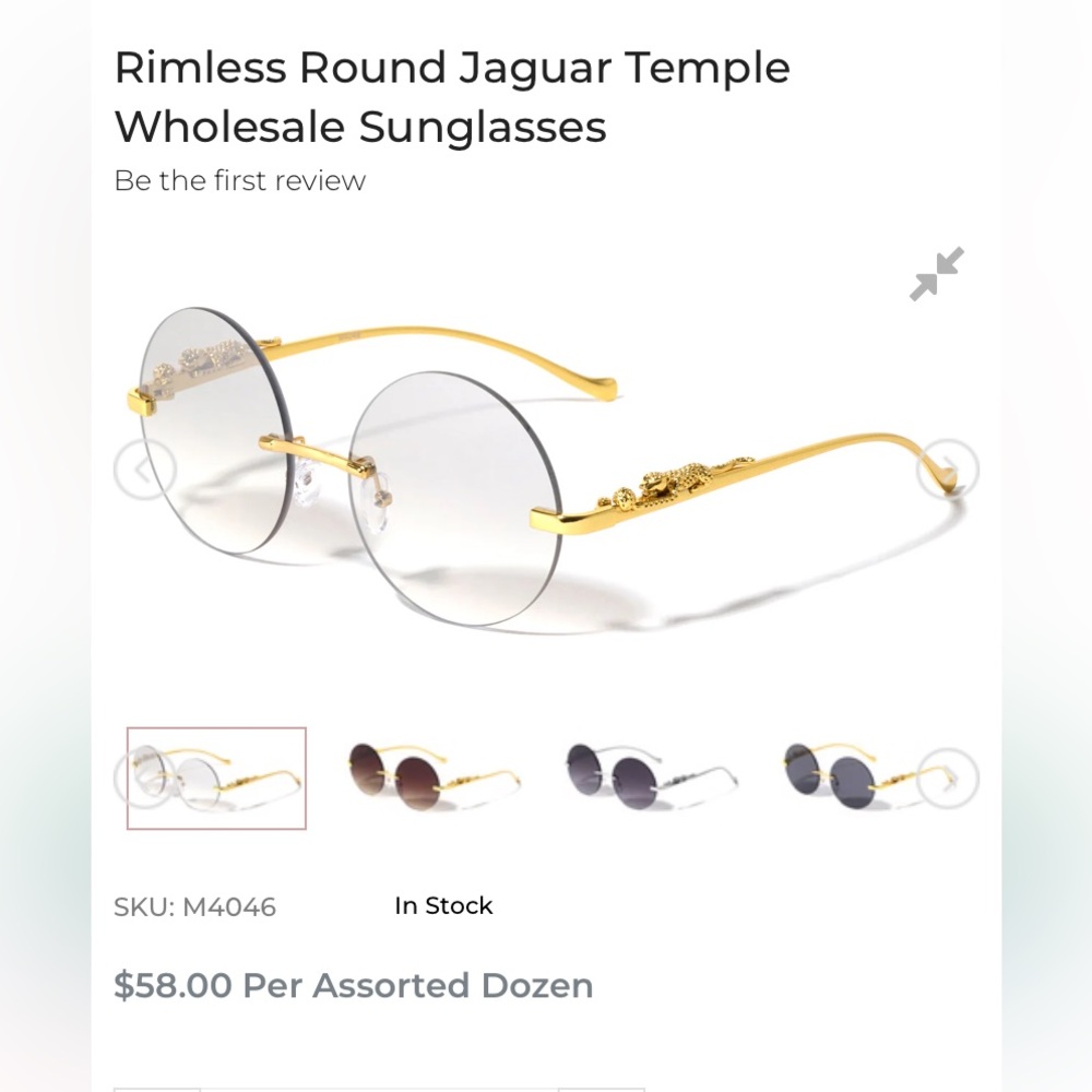 New Rimless Round Jaguar Temple
Wholesale Sunglasses